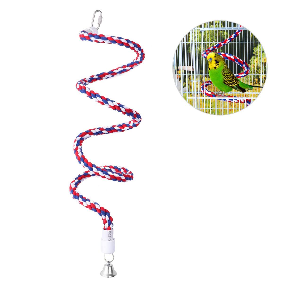 

POPETPOP Rope Perch for Parakeets, Wobble Parrots, Bird Toy with Bell