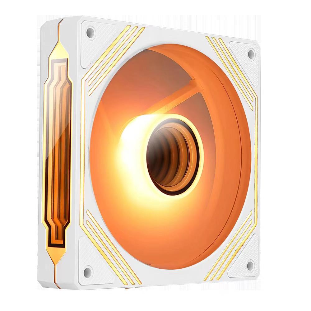 14cm Hydraulic Bearing Chassis Fan with RGB Sync, Shockproof Feet, and Silent Operation for PC Cases.