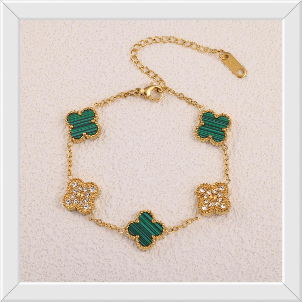 Bracelet Trèfle à Quatre Feuilles 13mm 18K Mode Nouveau Tempérament Cent Avec Bracelet Dames