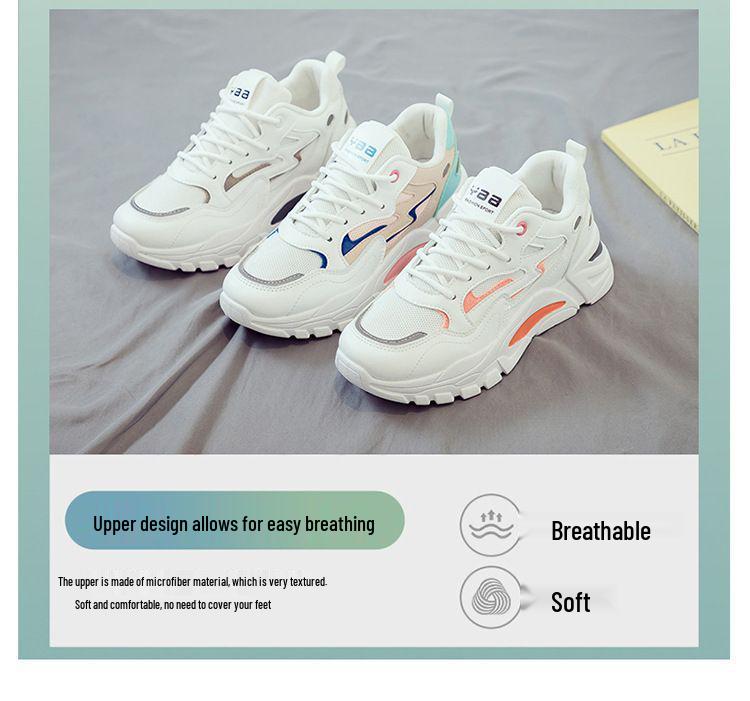 Women's Summer Breathable Mesh Sneakers: Korean Style Thick-Soled White Dad Shoes