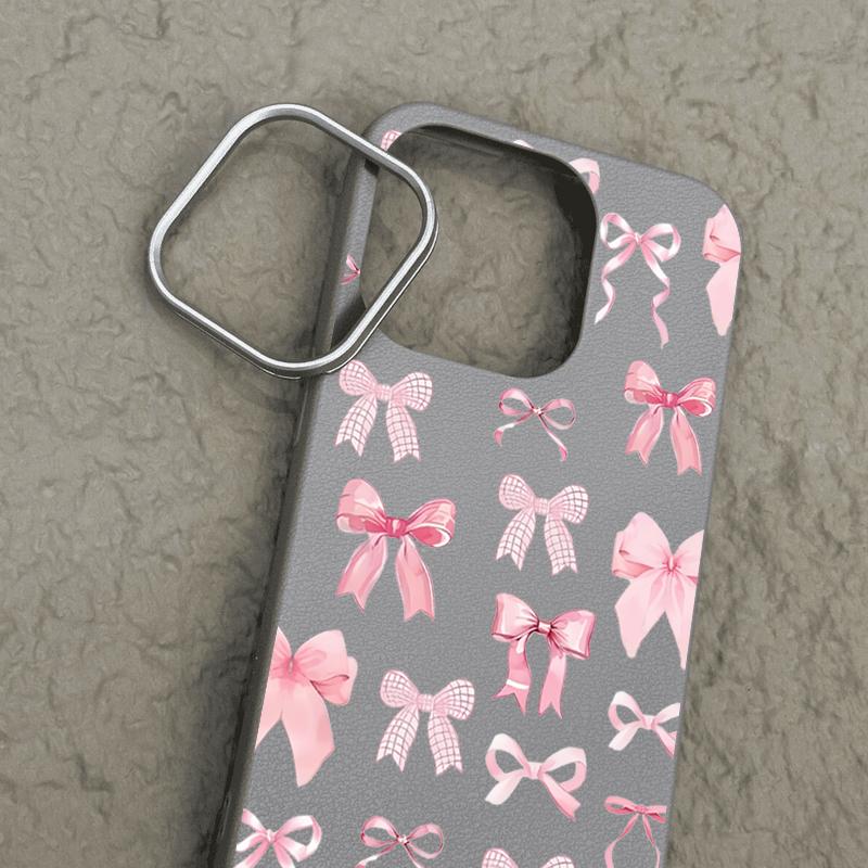 Husă de Lux cu Model Fundă Roz Pentru iPhone 16 15 14 Pro Max 15 16 Plus 13 12 Pro Max 11 Husă Moale pentru Telefon cu Textură de Piele Rezistentă la Șocuri