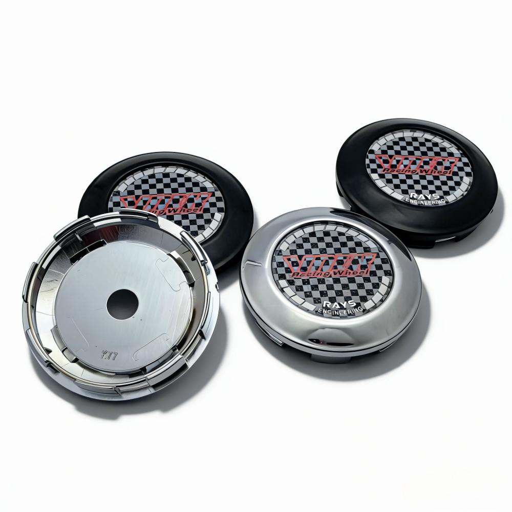 4 Stück 77MM Clips 72MM JDM VOLK Logo Emblem Auto Radnabendeckel Felge Radkappen Staubschutz RAYS Abzeichen Räder Radkappe Auto Zubehör