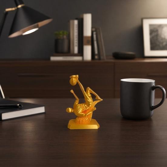Bicycle Kick Soccer Statue, 3D Printed Athlete Figurine, Acrobatic Action Figure for Desk Shelf, Sports Fan Home Decor Gift