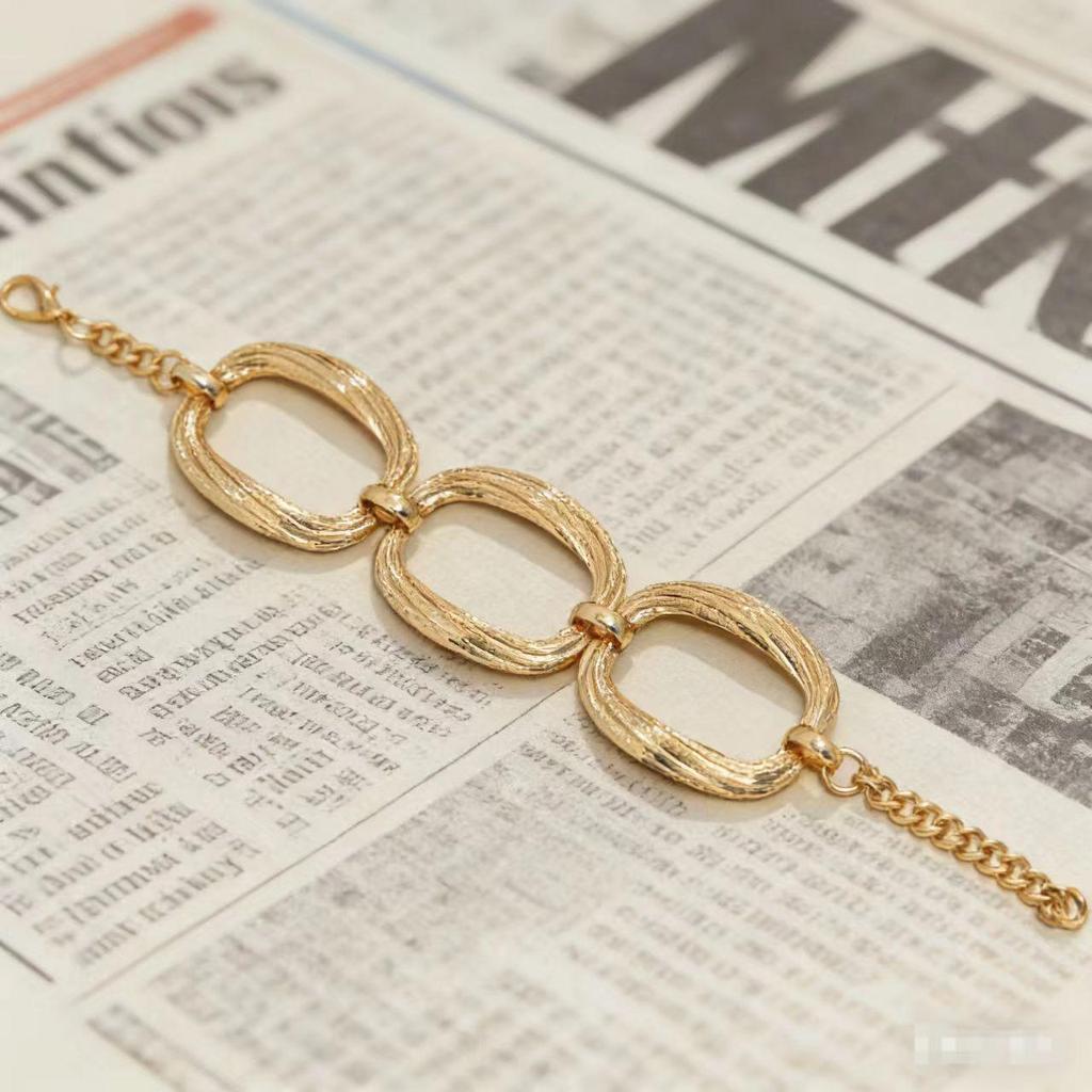 Trendy Geometric Metal Choker & Necklace Bracelet Set
