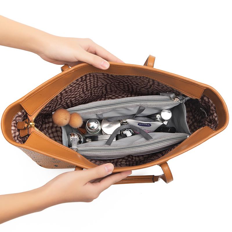 Large Capacity Fashion Cosmetic Bag with Double Zipper - Stylish Handheld Organizer
