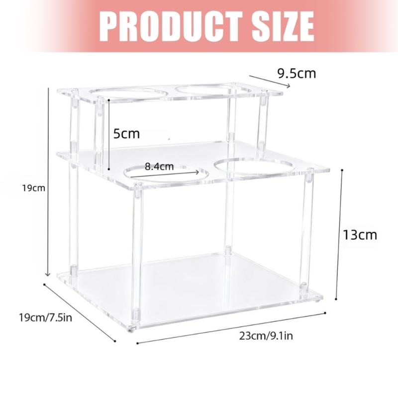 Clear Acrylic Bottle Display Rack with 2 Levels for Showcasing Condiments and Wine