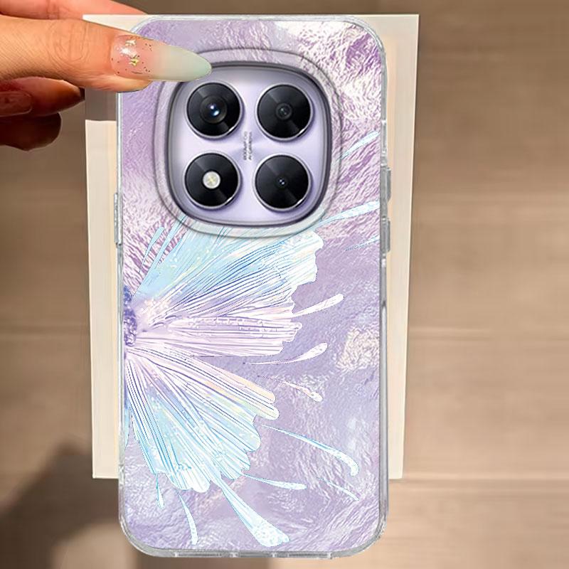 Case For Redmi Note 14 Pro Plus 13 Pro 14S 14C 13C A3 Xiaomi 14T 13T Pro Phone Cover Purple Butterfly Gradient For Redmi A5 Bag