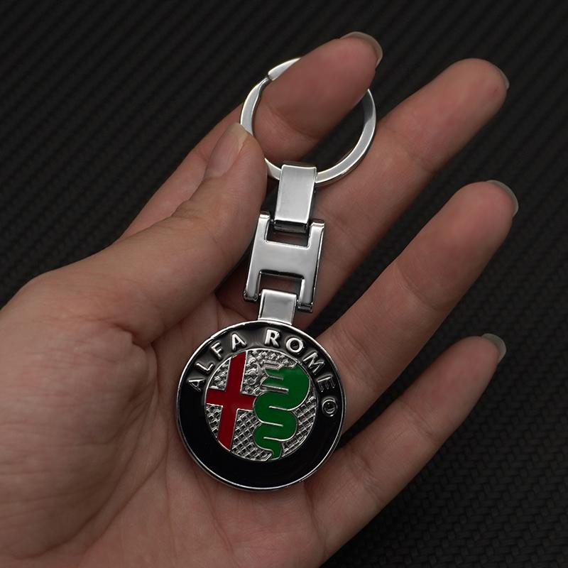 TKJLP1 Metal Car Keychain Chain Anti-Loss Key Ring Keyring Pendant for Alfa Romeo 159 147 Giulietta Stelvio 4C MITO 156 Giulia Sportiva