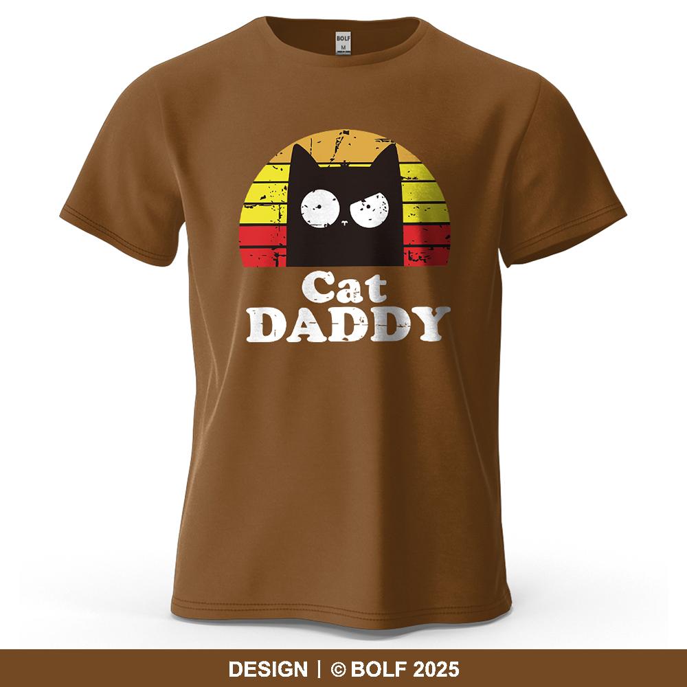 Cat Daddy Printed Men's T-Shirt Oversized Playful Retro Graphic Tees for Women Tops Tees Casual Streetwear