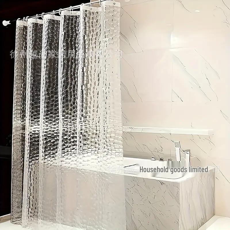 PEVA Waterproof Anti-Mold Transparent Bathroom Shower Curtain with Magnets