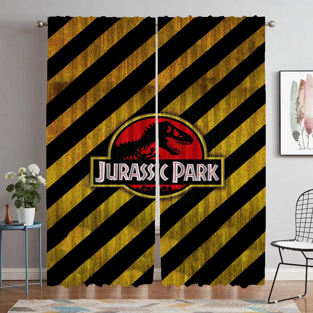 

Украшение на Хэллоуин Юрский парк Оконная занавеска для комнаты 2-панельные противомоскитные шторы Домашний интерьер Шторы Оттенки Гостиная W50xH70cmx2pcs-CL