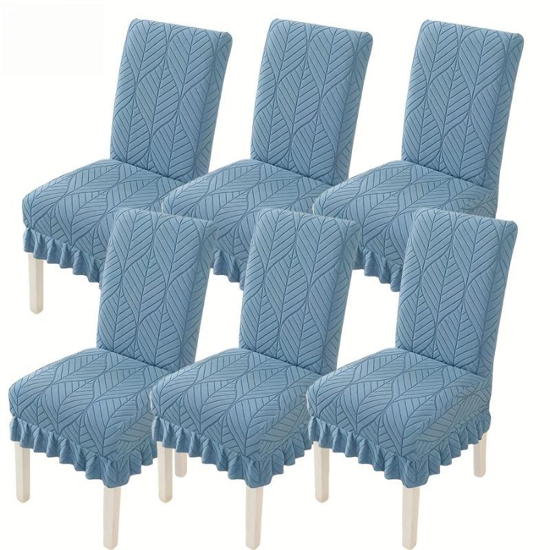 4/6pcs Stretch Spandex Chair Slipcovers with Leaf Print and Ruffled Hem Machine Washable Pet-Friendly for Hotel Home Party Decor
