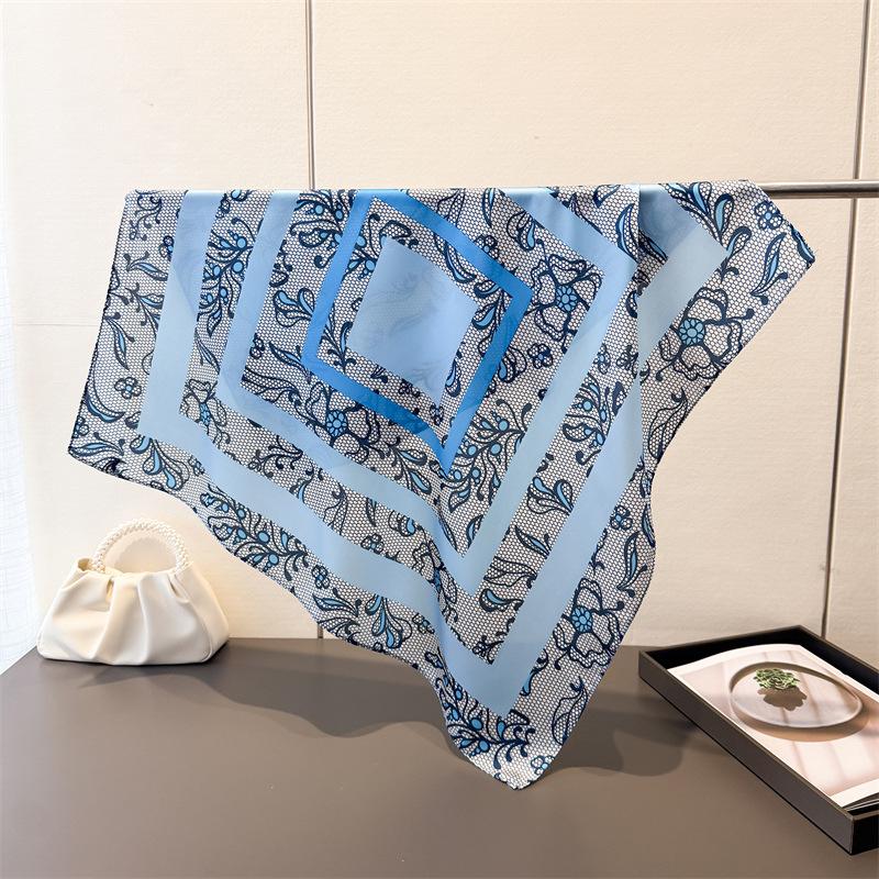 Luxury Horse Lightweight Faux Silk Printed 70cm Small Square Scarf Shawl Neck Scarf High-End Fashion Neck Head Wrap Scarf