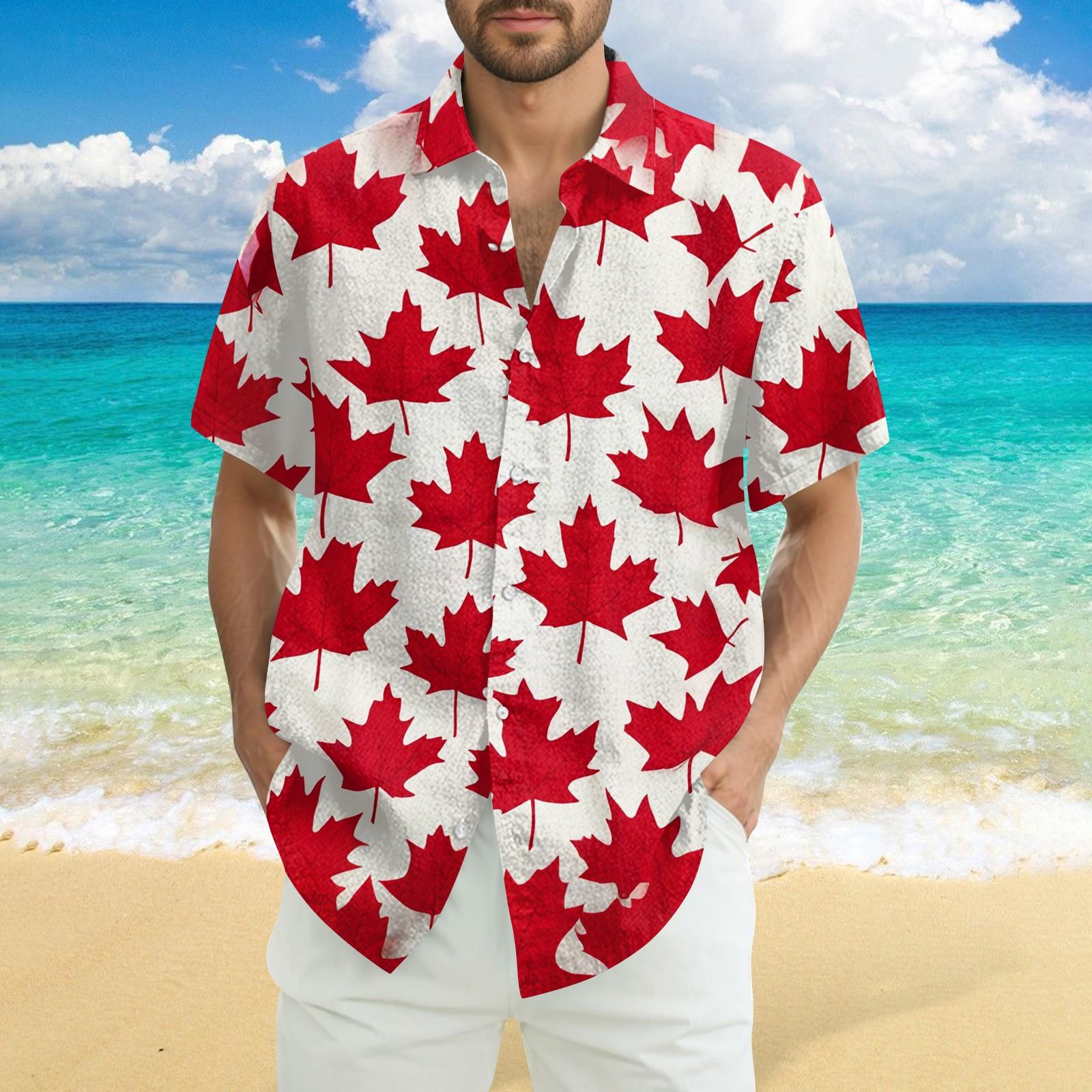 

Мужская повседневная рубашка с короткими рукавами и принтом «День независимости» XXXL красный