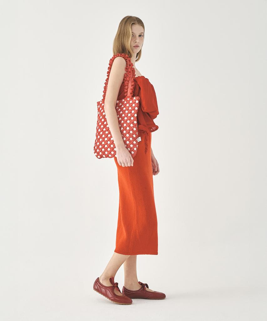 Pleatsmama Polka Dot Shoulder Bag Red
