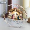 Nine-Sided Acrylic Nativity Ornament - Stable Scene with Mary, Joseph, Shepherds & Animals - Advent & Pastor'S Day Gift - Tabletop or Desktop 