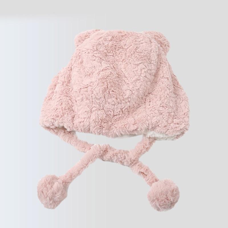 Furry Pig Ear Hat for Adult Teens Plush Earflap Hat for Shopping Skiing Windproof Beanies Hat for Cold Weather Headwear