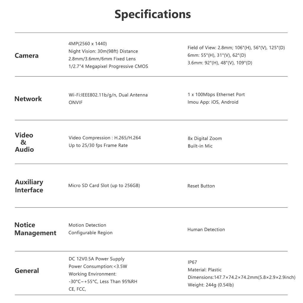 Bullet 2C 2MP 4MP Wifi Camera Automatic Tracking Weatherproof AI Human Detection Outdoor Surveillance IP Camera