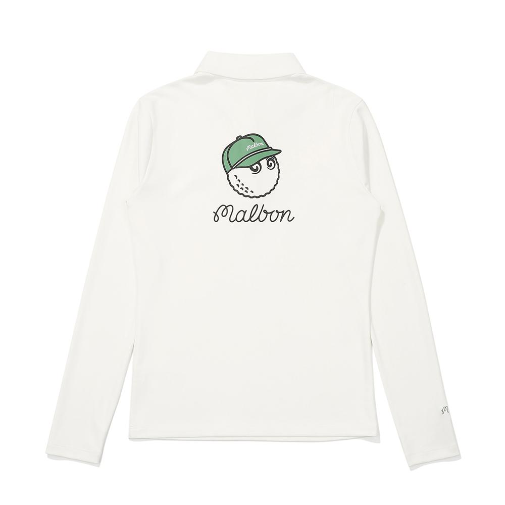 MALBON GOLF Collared Long Sleeve T-Shirt Off White (Woman)