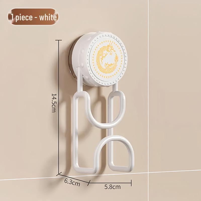 Wall-Mounted Suction Cup Bathroom Storage Rack with Hooks - Punch-Free Basin Shelf No specification