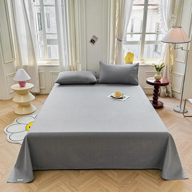 Simple Black White Checkered Pattern Bed Sheet Set 100% Cotton Skin-friendly Breathable Thicken Flat Sheet with 2 Pillowcases