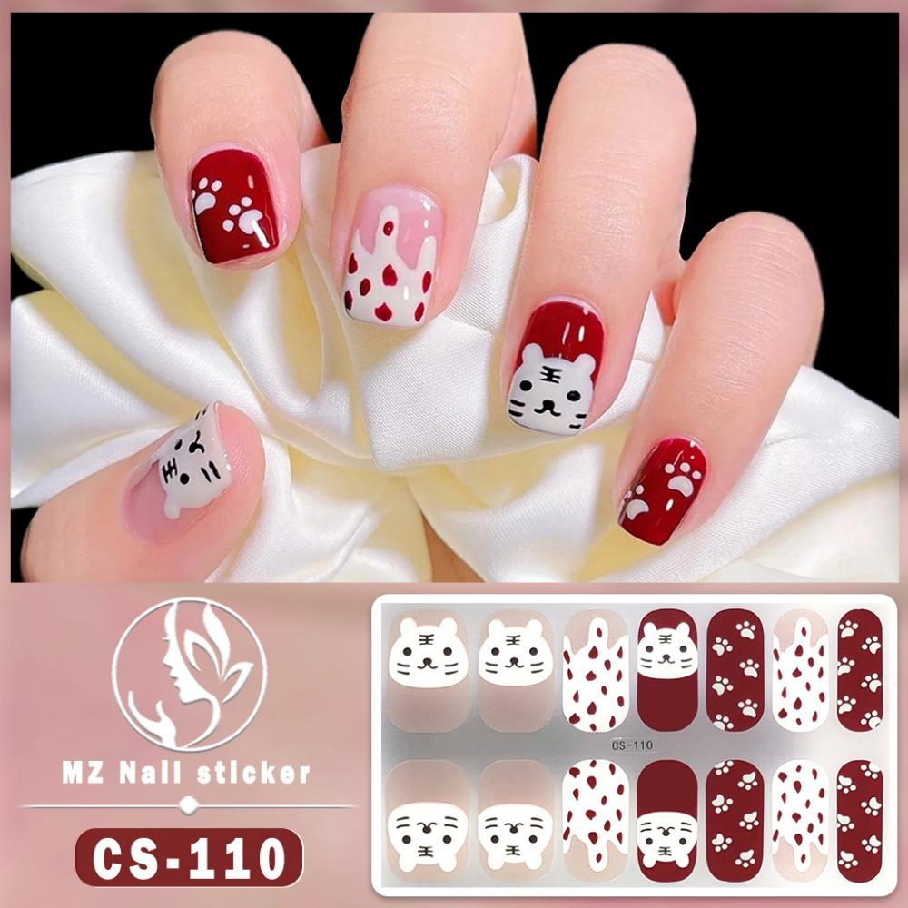 CS voděodolná gelová fólie na nehty bez pečení plná samolepka kontrastní barva tygří hlava nail art fólie papír fólie na nehty papír nálepka