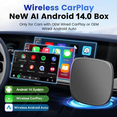 2025 Android 14 8-Core Wired To Wireless Android Auto Adapter CarPlay AI Box Supports 4G/SIM Card For Tikitok YouTube Netflix
