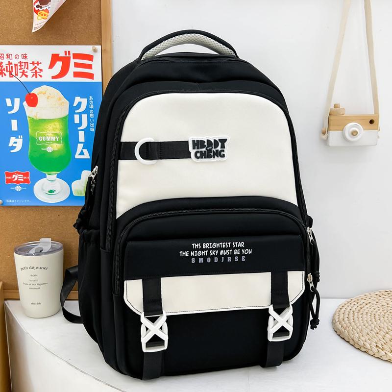 Contrast Color Backpack Campus Large Capacity Student Schoolbag