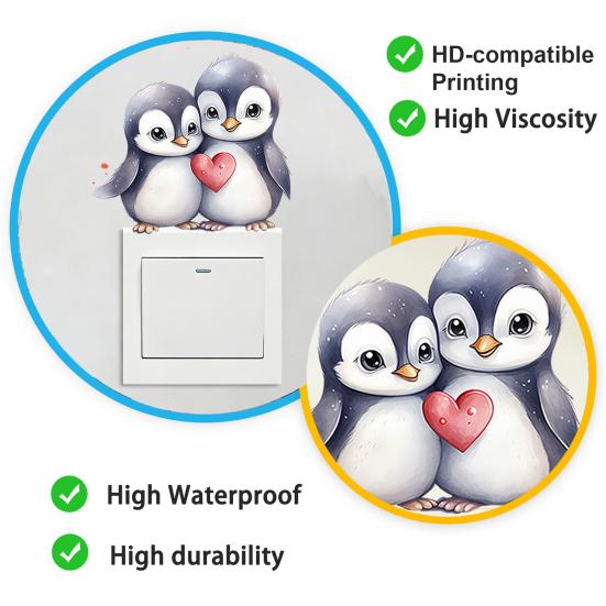 Yousheng Watercolor Animal Couple Wall Stickers, Waterproof Self-Adhesive PVC Decals, Cute Home Decor Healing Art for Kids