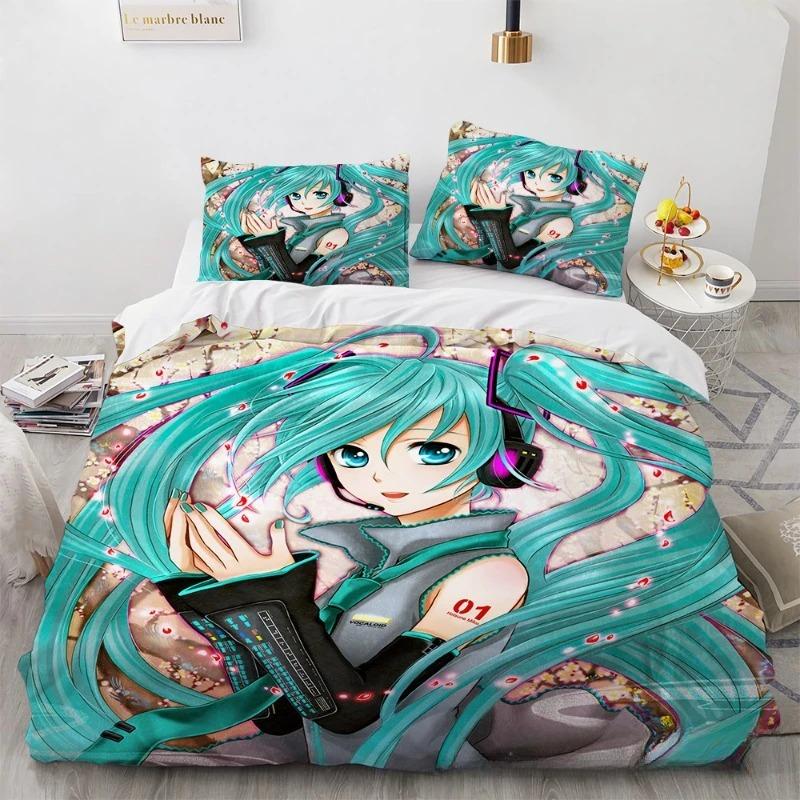 New 3D Future Singer Hatsune Miku Cartoon Bedding Quilt Cover Student Bedding Soft Microfiber Bedspread Lightweight Coverlet