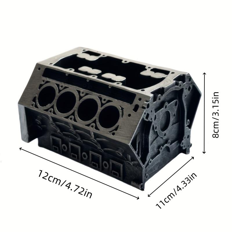 Engine Block Desk Organizer - Business Card & Pen Holder, Perfect Gift For Car Enthusiasts, Lightweight Resin Construction