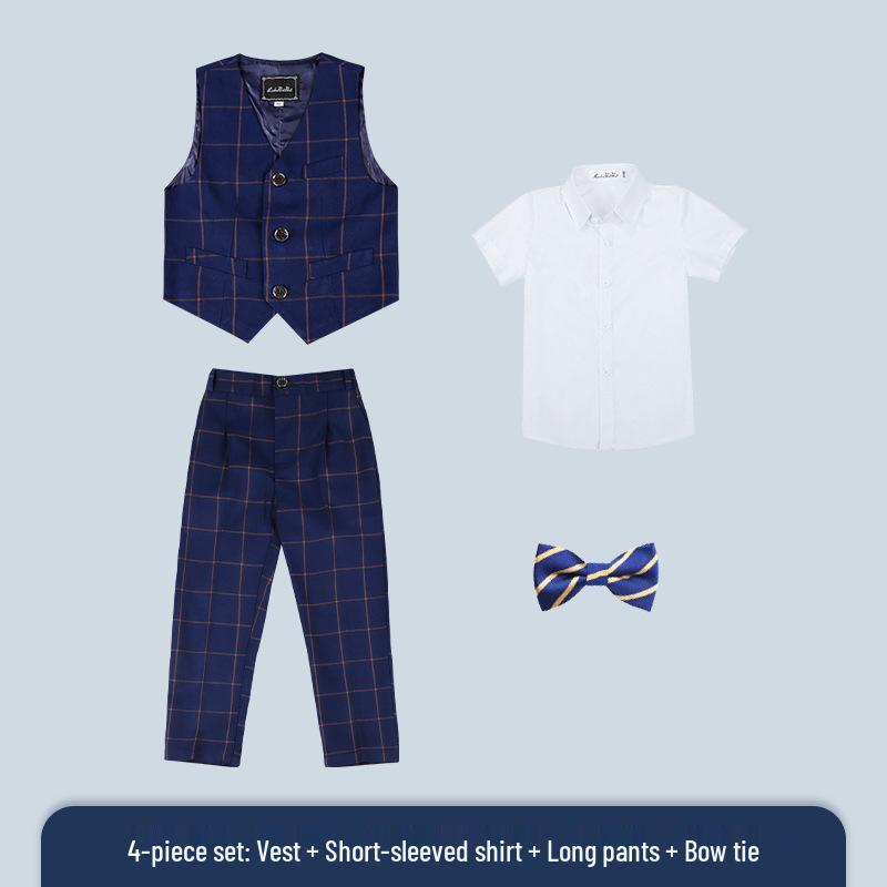 Jungen Plus Size Karomuster Weste Set - Formelle Hochzeits- & Auftrittskleidung 2023