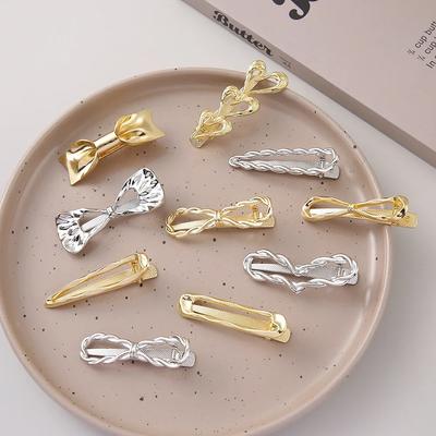 Exquise Goud Zilver Metaal Holle Haarspelden Zoete Coole Pony Clip Voorhoofd Losse Haren Eendenbekclip Haarspeld Stijl Hoofddeksels