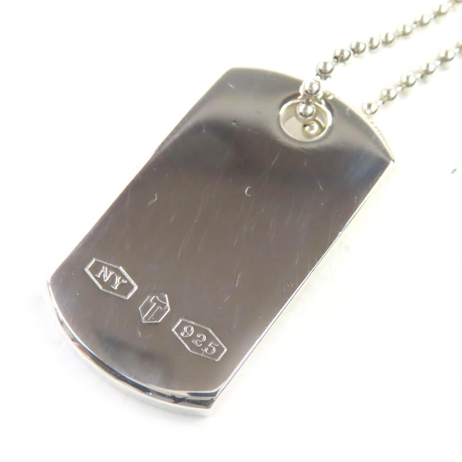 

Great TIFFANY&Co. Necklace Makers ID Tag Ball Chain Pendant Silver AG925 mens Used
