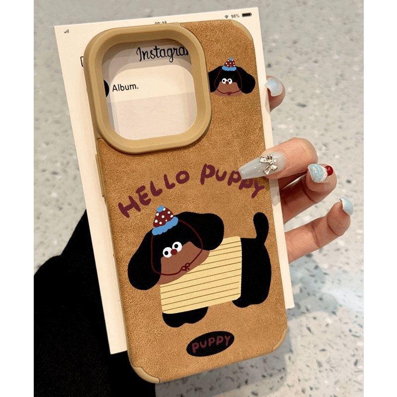 Hat Puppy Flip for Apple 16promax Mobile Phone Case 12 New Iphone13 Large Hole Anti-drop 11