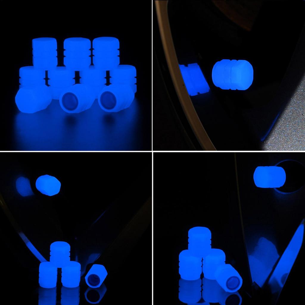 Set of 8 Tire Air Valve Caps, Luminous, Fluorescent, High