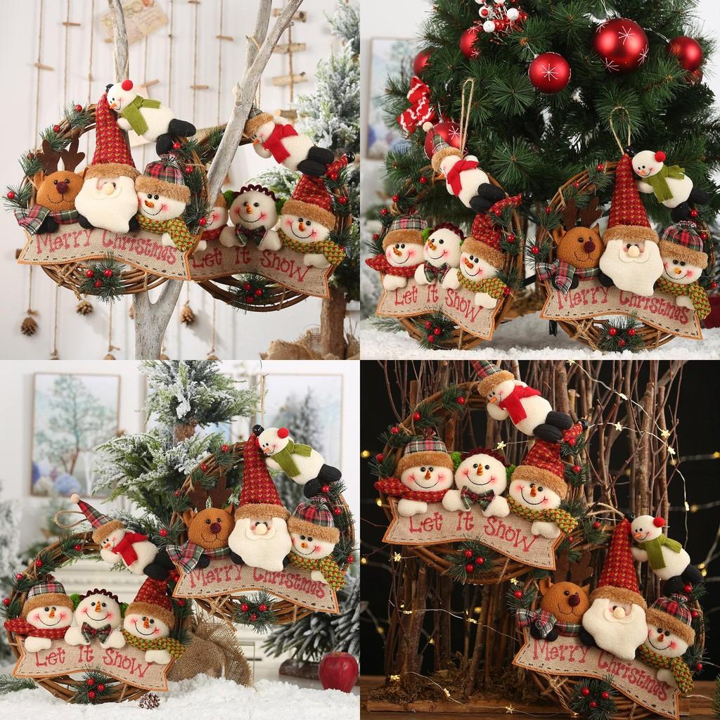 Holiday Decor Cheerful Collection Of Four Charming Figurine Wreaths With Santa Snowman And Reindeer Designs