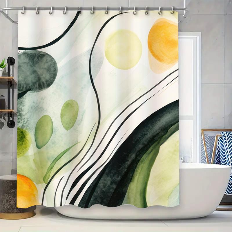 

Luxury Golden Lines Shower Curtain Pink Background Decoration for Home Bathroom Walls Waterproof PVC Fabric Shower Caddy Set 90x180cm