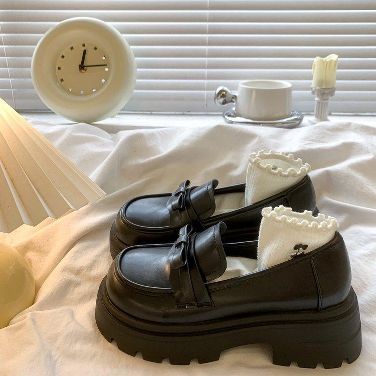 Women Shoes JK Japanese Kawaii Black White Cute Lolita Shoes Retro Vintage