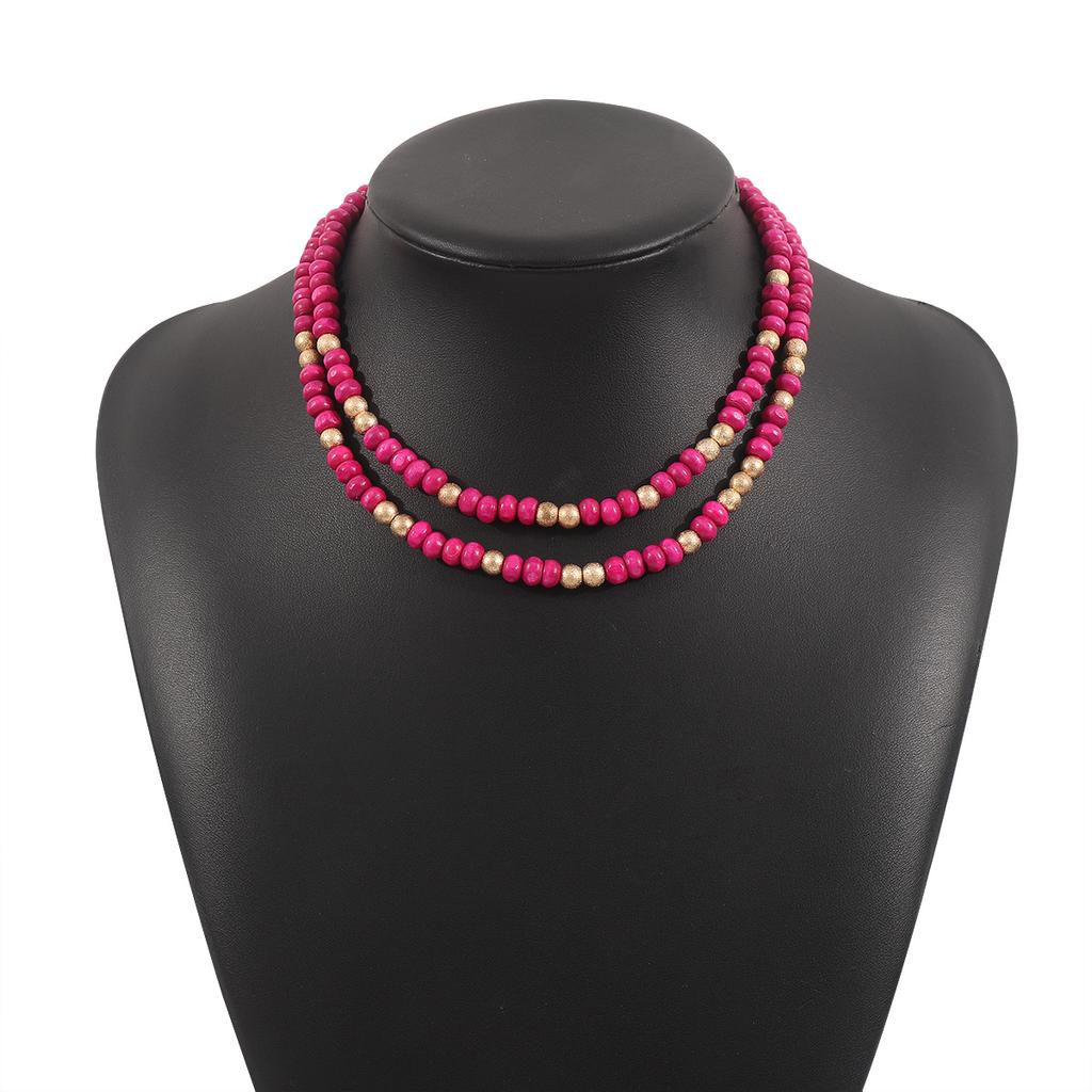 Tooxika Colier cu mărgele din lemn Bohemian Rainbow Guardian, colier cu mărgele, vară, dopamină, colier chinezesc nou