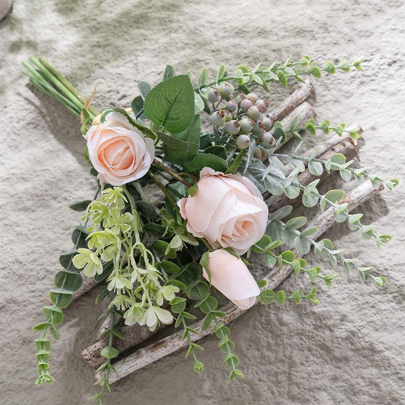 

Букет Декор для домашней вечеринки Искусственные цветы Эвкалиптовое листовое растение Длинный стебель светло-розовый