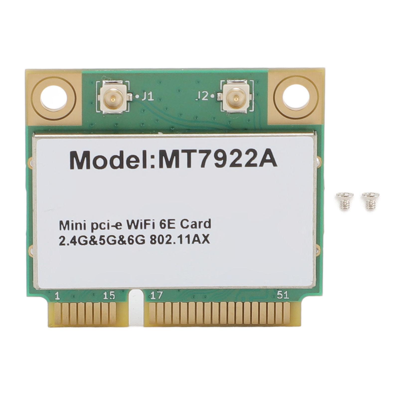 

Бездротова мережева карта MT7922A WIFI6E 5374 Мбіт/с 2.4G 5G 6G 3-діапазонна Gigabit Ethernet карта з MiniPCIe No Antenna