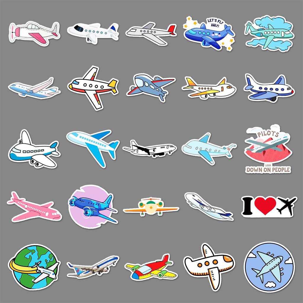Aircraft Cartoon Vehicle Stickers: 101 Cute, Waterproof Decorations for Suitcases & Phone Cases.