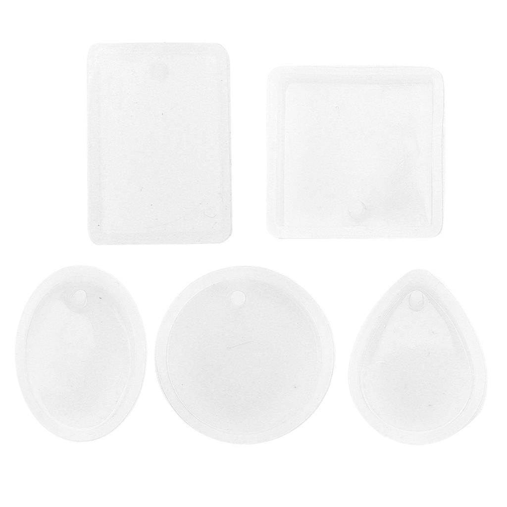 5pcs Silicone Molds Round Foursquare Perforated Jewelry Resin Molds for DIY Pendant Accessories Craft Decoratrion