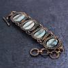 Republic Larimar Gemstone Handmade Copper Wire Wrap Bracelet 7-8" D0v12