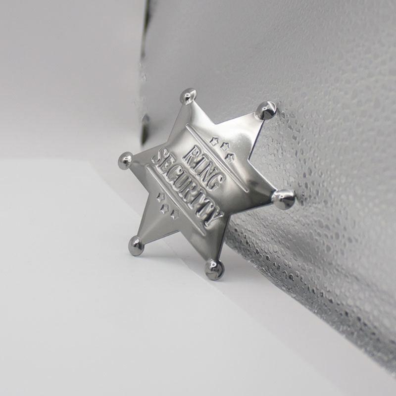 Hexagonal Star Badge Rings Security Badge Pin Decorations Rings Bearer Badge Gift Wedding Accessories for Boys