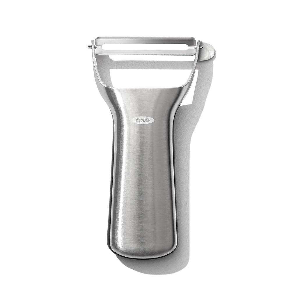 OXO Slicer with Smooth Brushed Stainless Included Sprout Easy to Peel with Light Stainless Steel Dishwasher Safe Y-Shaped Peeler/Vegetable Beautiful,