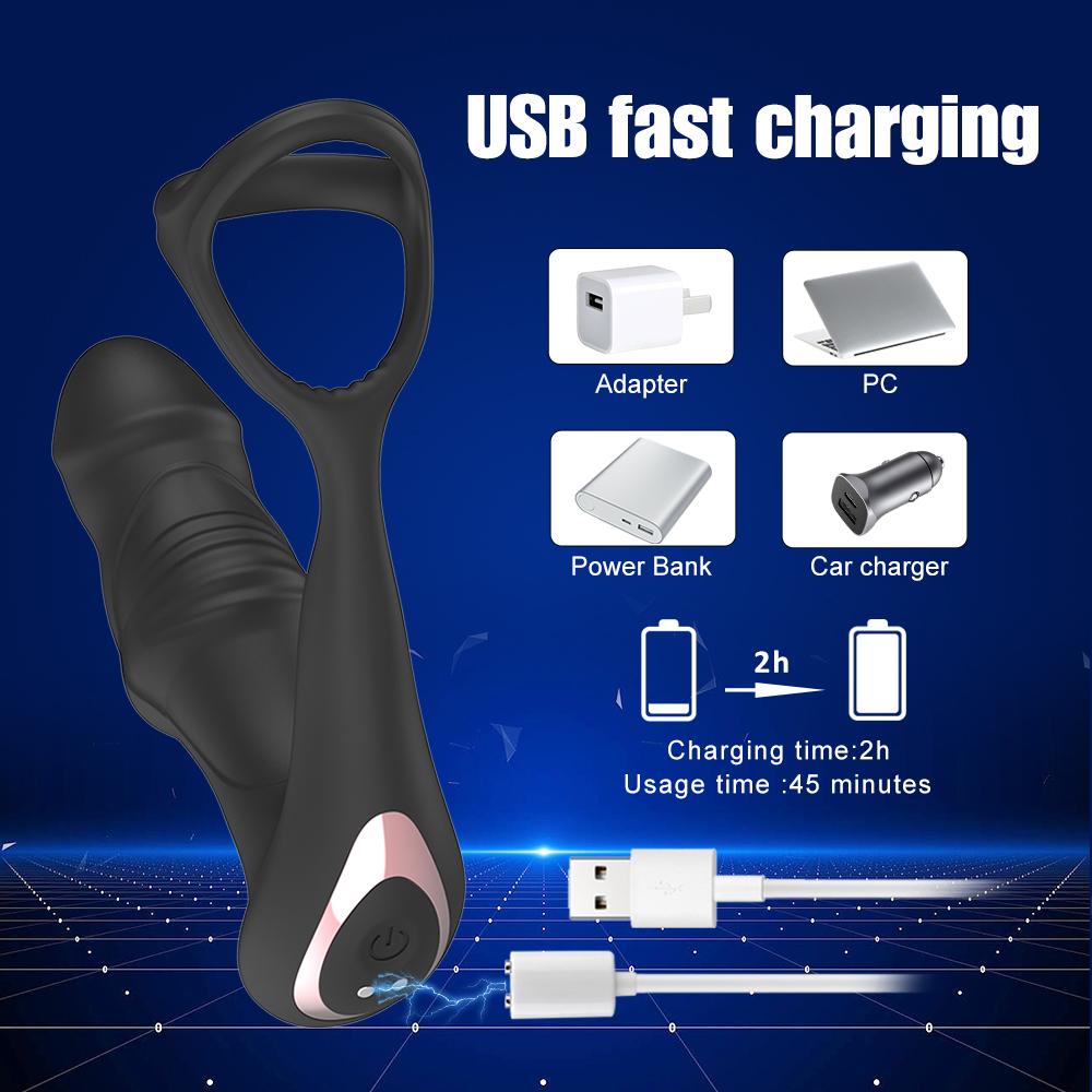 Sex Toy for Men Penis Ring Prostate Stimulation Anal Trainer Wireless Remote Control 3 In 1 Vibrator Male Adult Goods