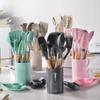 Silicone Kitchen Utensil Set With Wooden Handles For Cooking Nonstick Heatresistant For Home Use