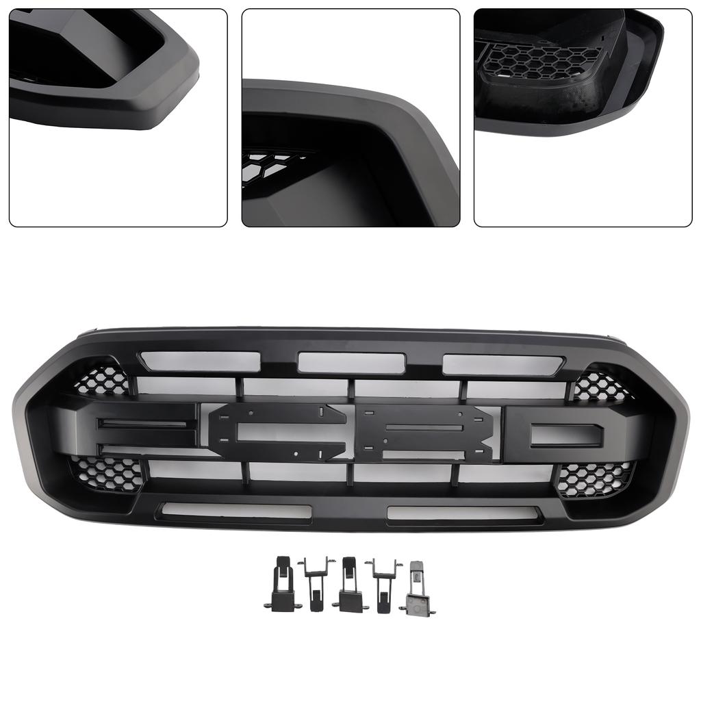 Przedni Zderzak Styl Raptor Grill Kratka Pasuje Ford Ranger 2019-2023 Czarny